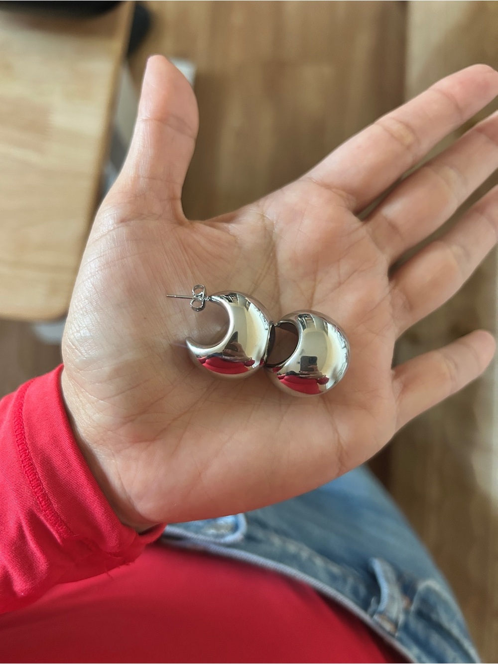 Chunky Silver Dome Earrings